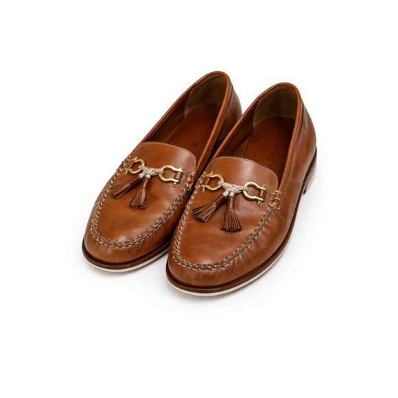 Bally Kaftan Men’s Tan Leather Horsebit Tassel Loafers Size 10.5M Made in Italy​